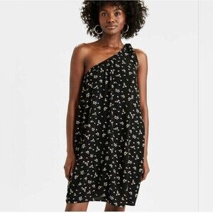 American Eagle One Shoulder Feminine Boho Floral Shift Dress small